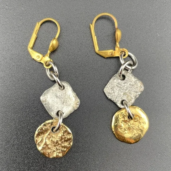 J. Jansen Designs Two-Tone Hammered Necklace + Earrings Set COA Signed Tag - Picture 6 of 13